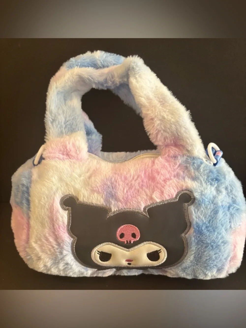 Plush Kids Handbag in Pastel Pink, Blue & Cream with Character Patch
